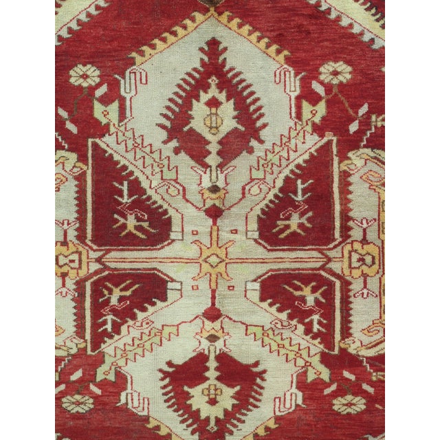 Traditional Antique Oushak Rug, Turkish Handmade Oriental Rug, Red, Beige, Bold Design 5x8 For Sale - Image 3 of 10