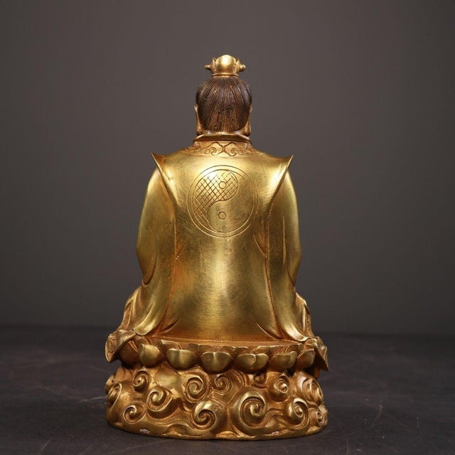 Late 19th Century Gilt Bronze Tai Shang Lao Jun Statue, Taoist Deity Figure For Sale - Image 4 of 9