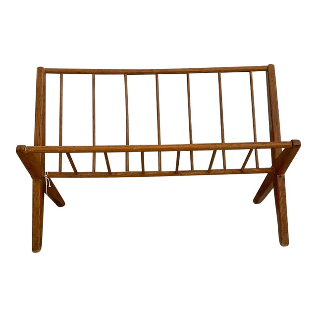 Mid 20th Century Danish Modern Spindle Wood Magazine Rack For Sale