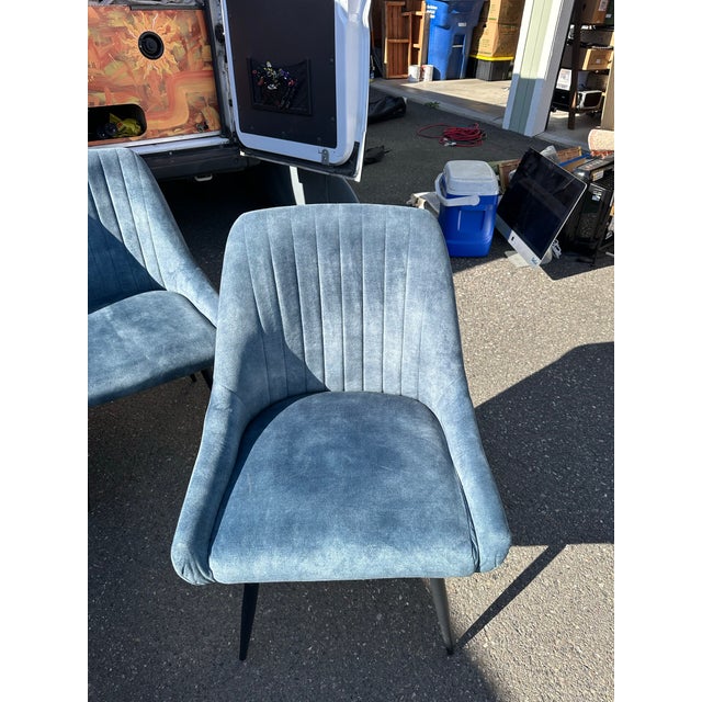 2020s 4 Sunpan Chardon Dining Chair Nono Petrol For Sale - Image 5 of 8