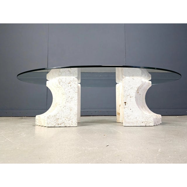 Vintage Travertine Coffee Table, Italy, 1970s, in Very Good conditions. Designed 1970 to 1979