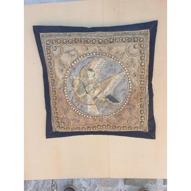 Burmese Tapestry Cushions, 1960s, Set of 2 For Sale - Image 6 of 10