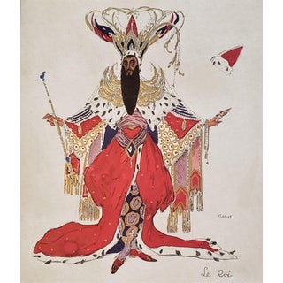 1923 Matted Art Deco Ballet Russe Fashion Costume Design Lithograph-Leon Bakst For Sale