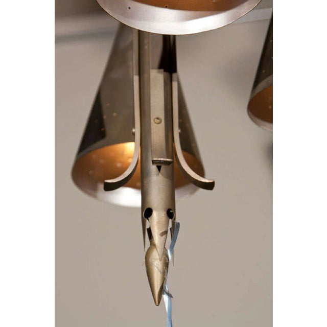 Art Deco Style Metal Fixtures - A Pair For Sale - Image 4 of 9