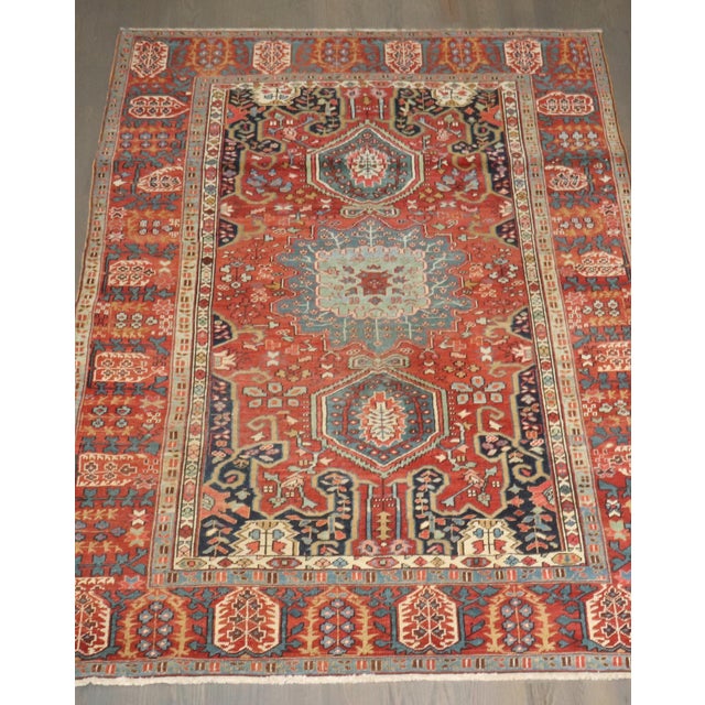 Antique Zabihi Collection Persian Serapi Foyer Size Rug - 4'9" x 6'10" For Sale - Image 4 of 12