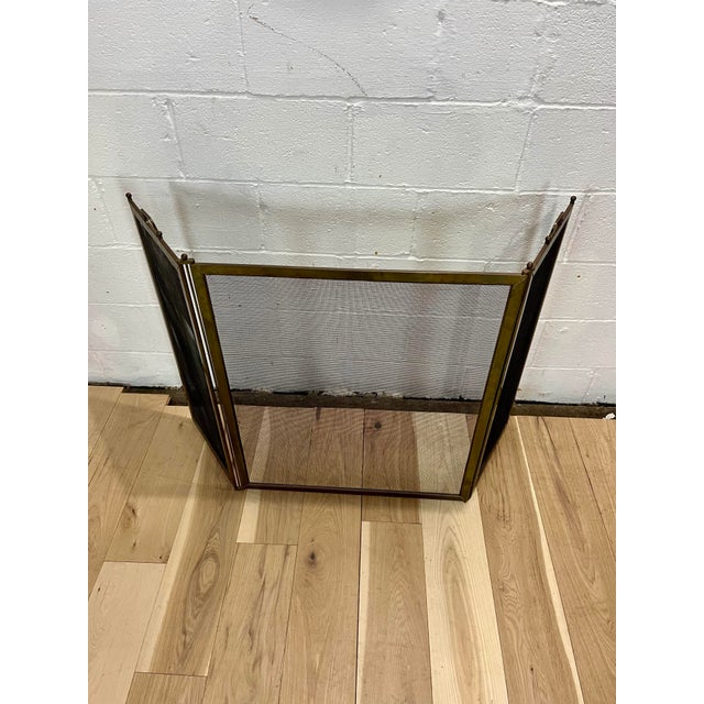Brass 3 Panel Folding Fire Screen Mesh Insert For Sale - Image 4 of 10
