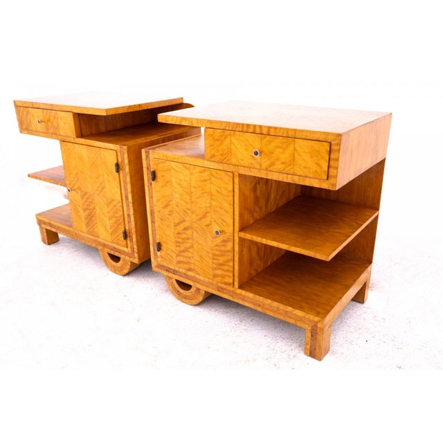 Wood Vintage Polish Art Deco Nightstands, 1930s, Set of 2 For Sale - Image 7 of 15