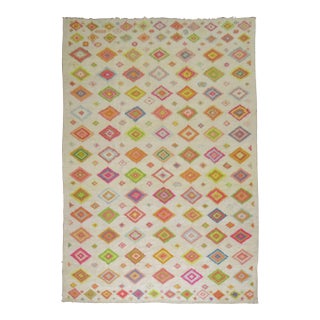 Large Colorful Turkish Tulu Bohemian Carpet For Sale