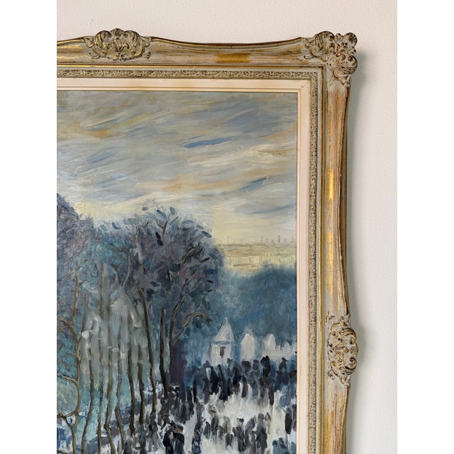 Black Vintage Impressionist Parisian Boulevard Landscape Oil on Canvas Painting, After Claude Monet For Sale - Image 8 of 13