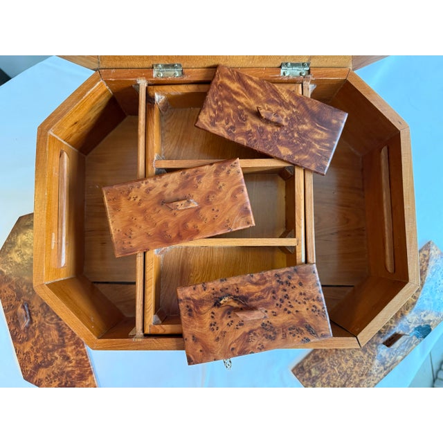 Brown Vintage Handmade Folk Art Burl Wood Jewerly Box For Sale - Image 8 of 11