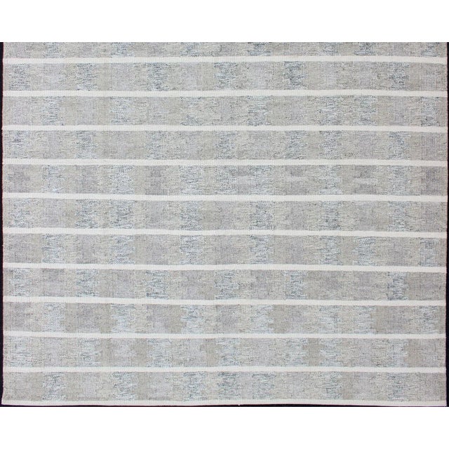Modern Design Scandinavian Flat-Weave Rug With Neutral Colors For Sale - Image 4 of 13