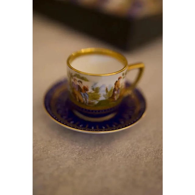 19th Century Painted Porcelain Cups and Saucers, Set of 24 For Sale - Image 3 of 9