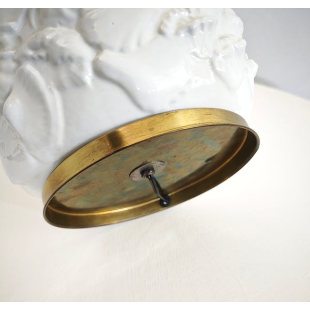 White Ceramic Table Lamp with Embossed Shell Motifs, 1960s For Sale - Image 15 of 18