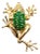 Vintage 14k Yellow Gold Emerald Frog Pendant Brooch For Sale