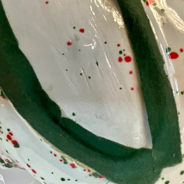 1971 Mid-Century Americana Folk Art Christmas Splattered Holly Dish For Sale - Image 9 of 11