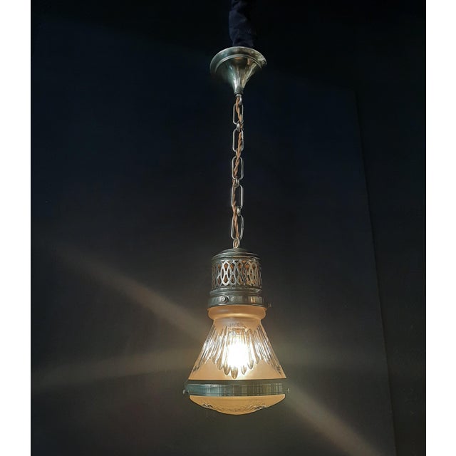 Gold Small Pendant Light from Holophane, 1920s For Sale - Image 8 of 13