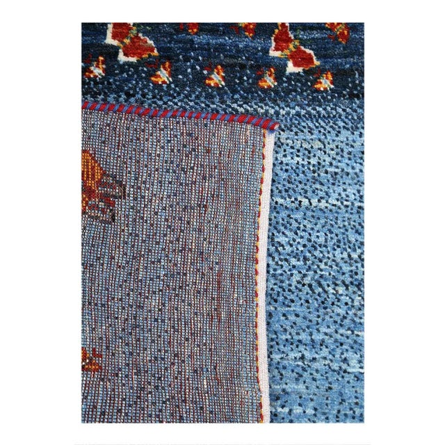 Light Blue Fine Hand Knotted Persian Gabbeh For Sale - Image 4 of 4