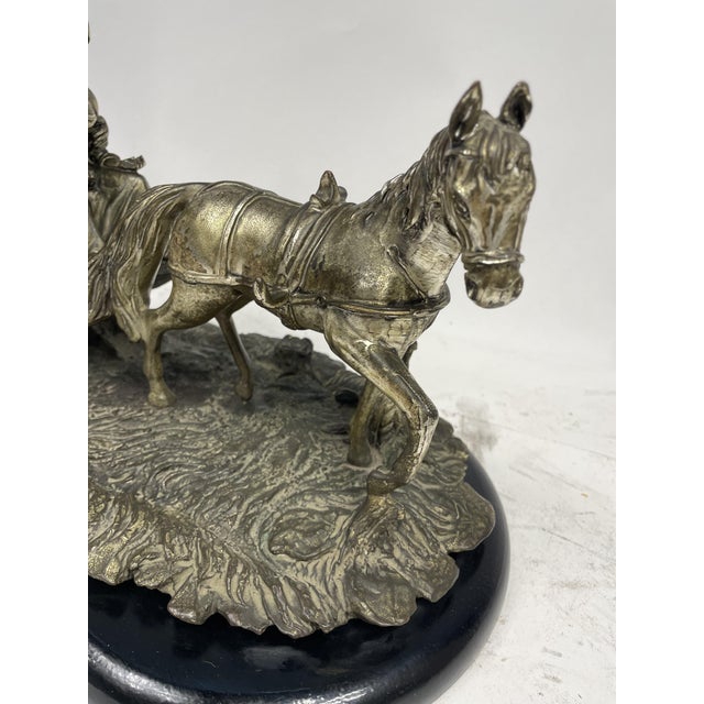 Black Carriage Sculpture with Horses Laminated in Silver, Italy, 1970s For Sale - Image 8 of 15