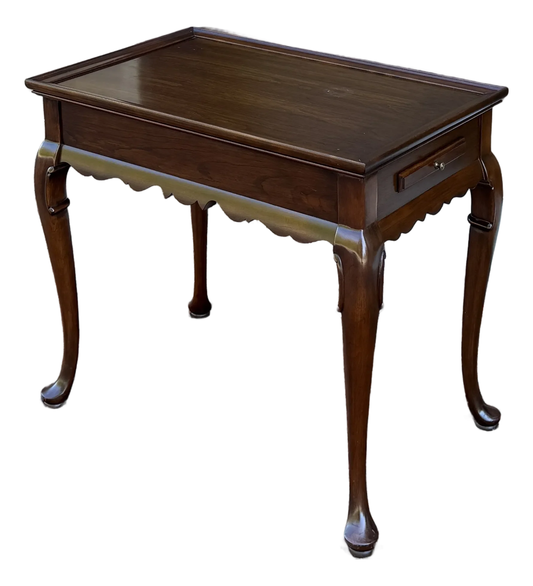 1980s Ethan Allen Georgian Court Traditional Queen Anne Cherry Tea