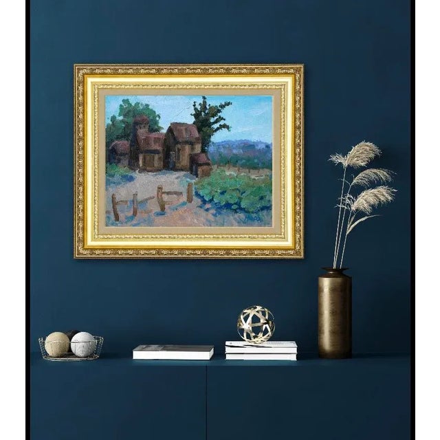 Textile Rustic Shacks, Modern Plein Air Oil Painting For Sale - Image 7 of 8