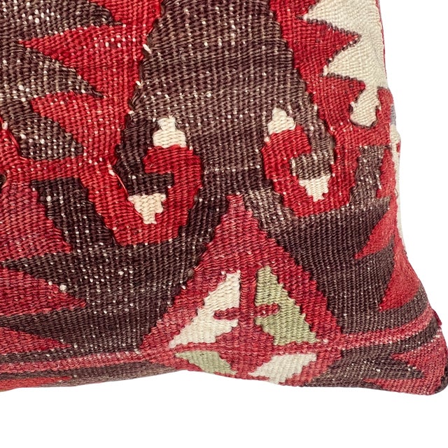 Mid 20th Century Vintage Turkish Rug Pillow For Sale - Image 5 of 6