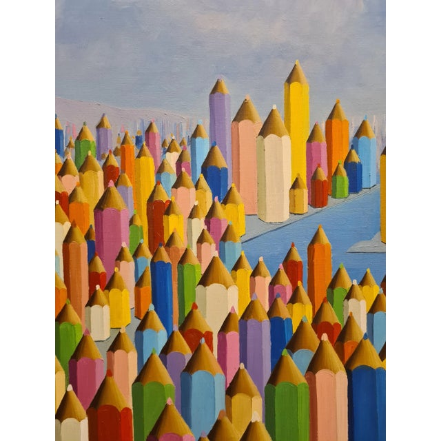Antonio Bencich, Panorama of the Metropolis, 2002, Oil on Canvas For Sale - Image 6 of 12
