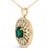 Haus of Brilliance 14K Yellow Gold Plated Sterling Silver Lab Grown Emerald and Diamond Sunburst Medallion Pendant Necklace For Sale - Image 4 of 4
