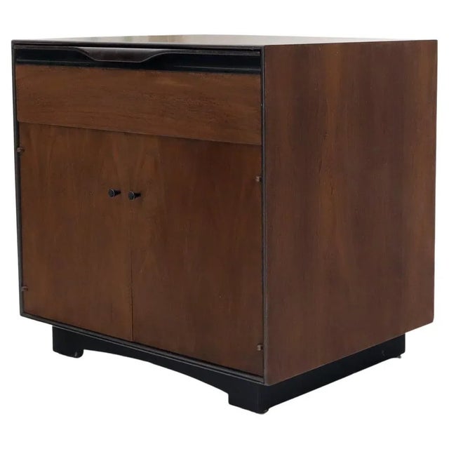 John Stuart Walnut One Drawer Two Doors Compartment End Table Nightstand For Sale - Image 13 of 13