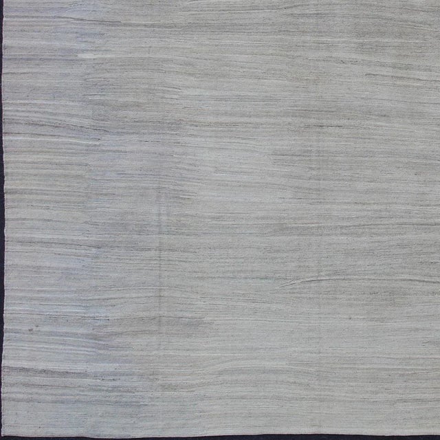 Large Modern Kilim Rug in Light Blue- Gray & Cream With Minimalist Modern Design. Keivan Woven Arts / rug/AFG-27618 ,...