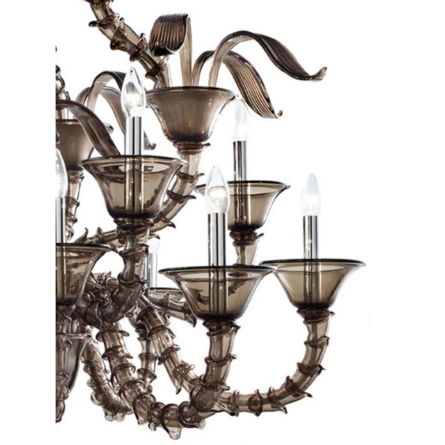 2020s Stunning Modern Smoked-Fumè “Ca’ Rezzonico” Murano Glass Chandelier . For Sale - Image 5 of 6