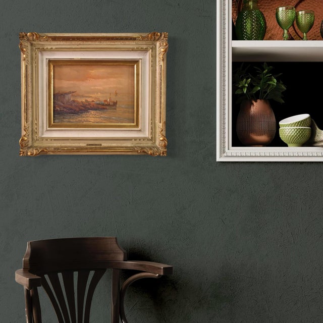 Remo Testa, Fishermen at Sunset, 1950, Oil on Canvas, Framed For Sale - Image 4 of 15