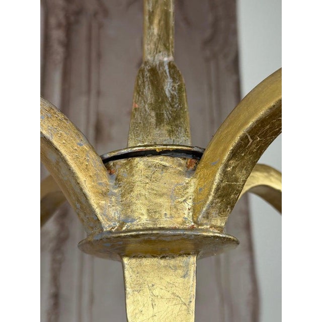 Gold Gilt Gold Metal Leaf Chandelier by Miamar Home - Pair For Sale - Image 8 of 15