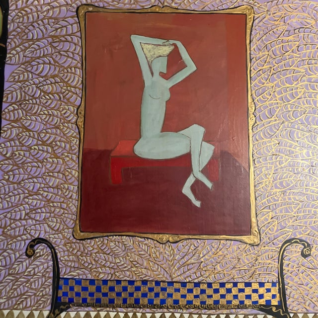 Contemporary Contemporary Original Folk Art Interior Painting by Judy Henn “She’s Always So Positive” For Sale - Image 3 of 6