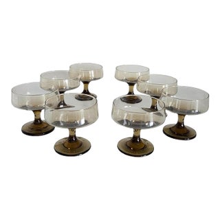 1970s Libbey Glass Tawny Accent Champagne/Sherbet Cups, Set of 8 For Sale