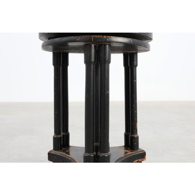 Wood Art Deco Black and Purple Adjustable Velvet Piano Stool, Belgium, 1910 For Sale - Image 7 of 11