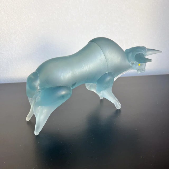 Murano 1960s Murano Art Glass Blue Satin Bull Figure Sculpture For Sale - Image 4 of 9
