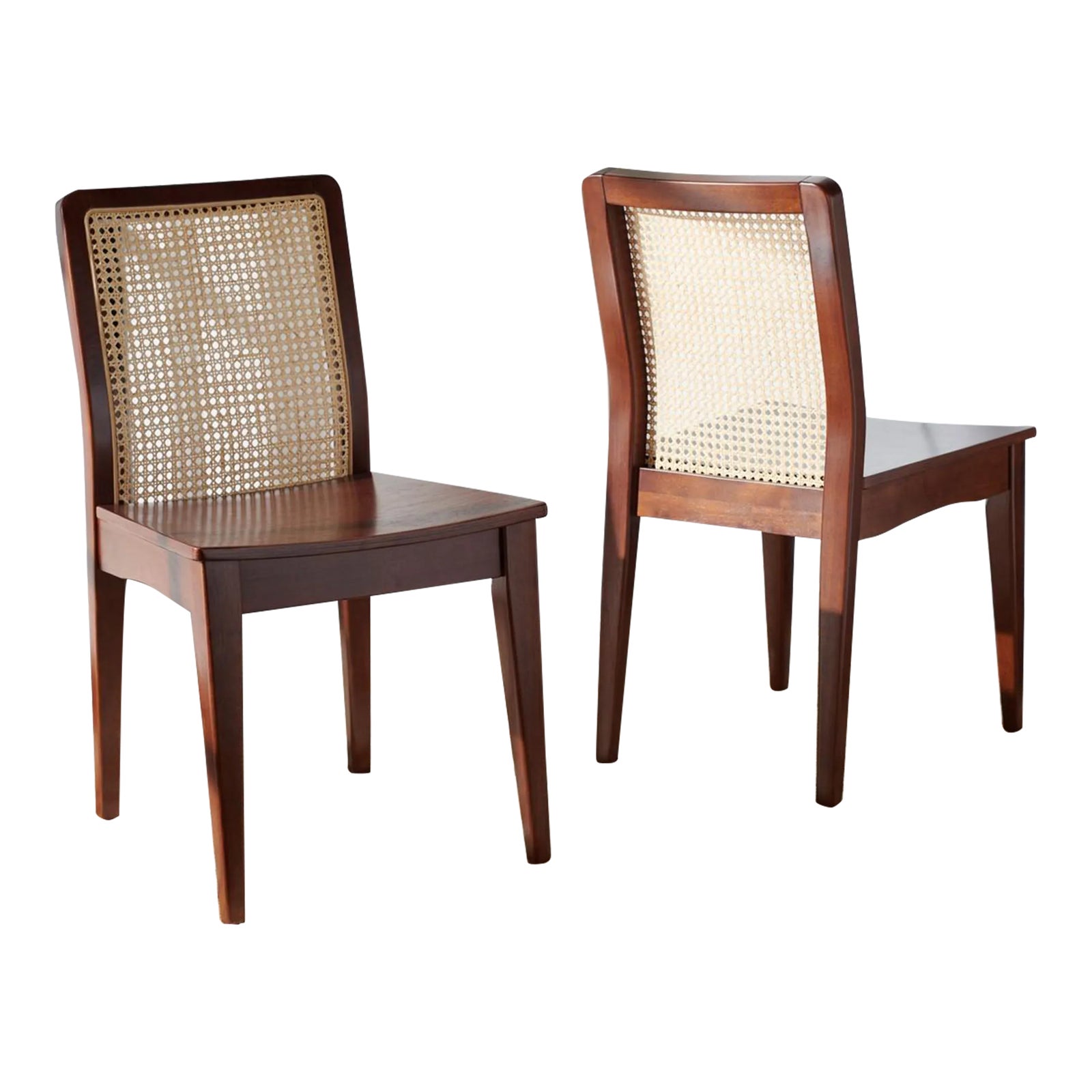 Benicio Rattan Dining Chair - Dark Brown/Natural, Set of 2 | Chairish