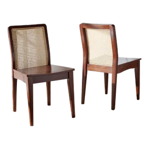 Benicio Rattan Dining Chair - Dark Brown/Natural, Set of 2