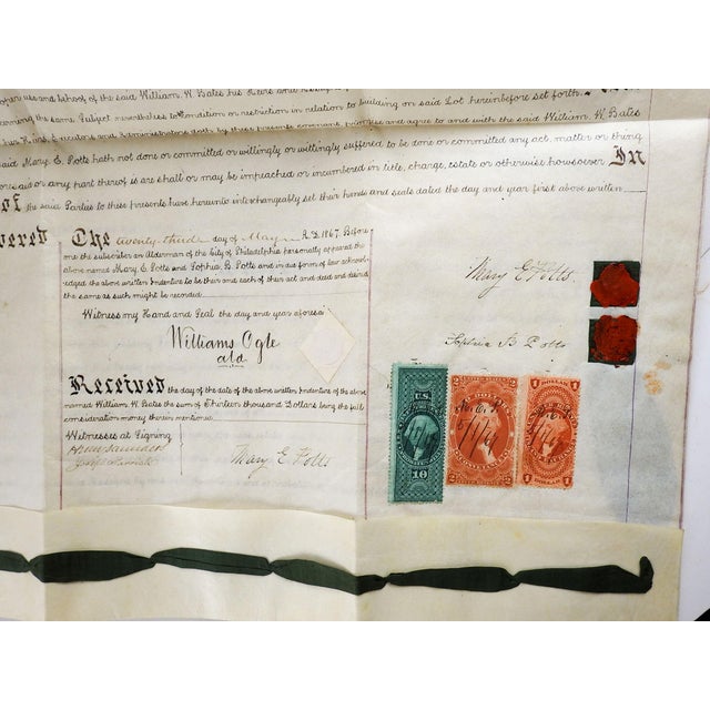 1867 Philadelphia Deed on Vellum & Hand Written Chairish