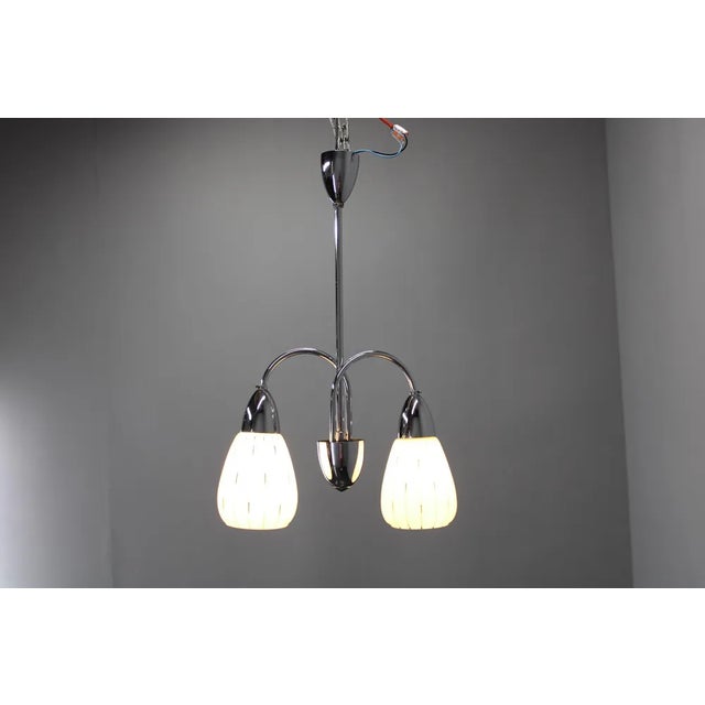 Metal Vintage Chandelier attributed to Instala Decin, Czechoslovakia, 1970s For Sale - Image 7 of 11