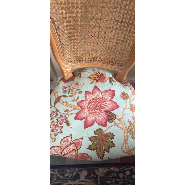 1980s Pair Vintage Italian Rococo Wood and Cane Side Chairs For Sale - Image 5 of 6