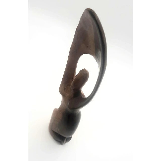 2000 - 2009 Early 21st Century Ghanian Iroko Wood Figurine of Kneeling Woman For Sale - Image 5 of 12