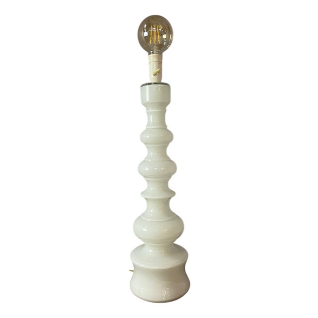 Danish Table Lamp in White Glass For Sale