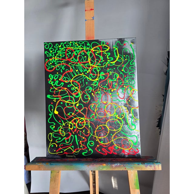 Oksana Babala Neon Diptych – Abstract Oil Painting on Canvas – 2‑in‑1 Set For Sale - Image 4 of 17