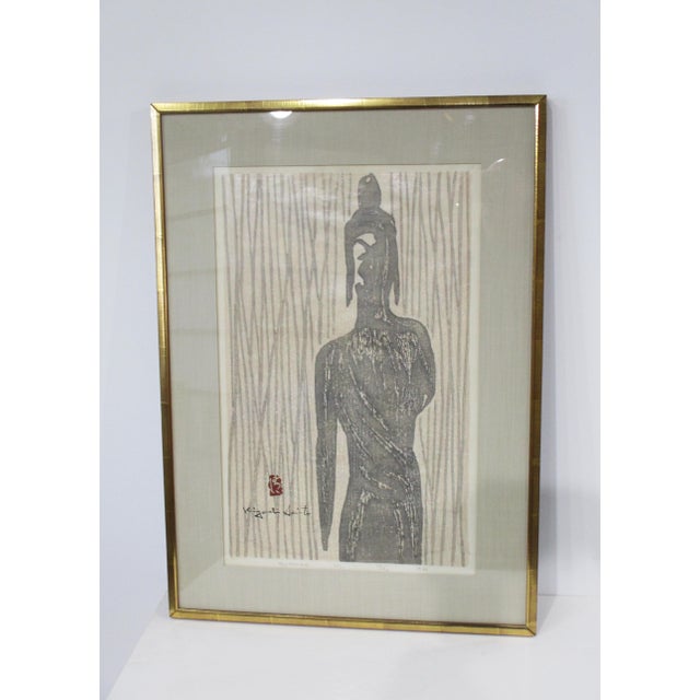 Kiyoshi Saito Japanese Mid Century Woodblock Signed Print " Buddha " For Sale - Image 11 of 11