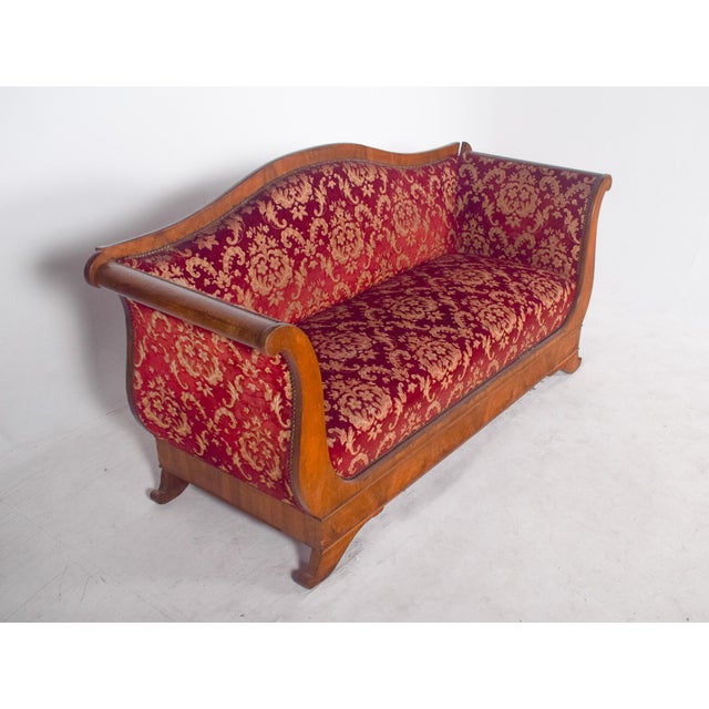 Empire French Canape Upholstered in Red Fabric For Sale - Image 9 of 10