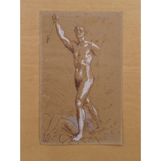 Preparatory drawing in pencil and white chalk on paper by French artist Théodore Chassériau (1819–1856), dating from the...