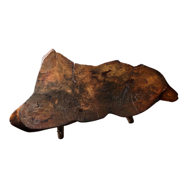 1940s Live Edge Walnut Coffee Table / Side Table For Sale