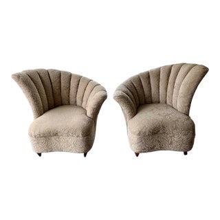 Pair of Grand Postmodern Asymmetrical Lounge Chairs in the Manner of Grosfeld House. For Sale