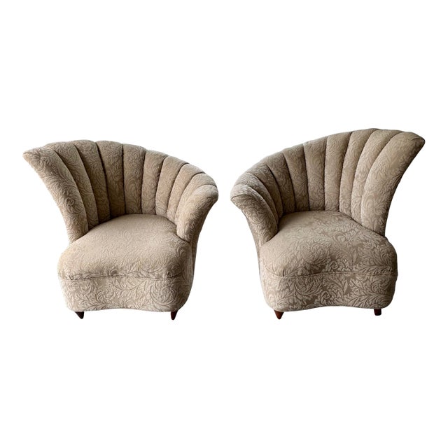 Pair of Grand Postmodern Asymmetrical Lounge Chairs in the Manner of Grosfeld House. For Sale